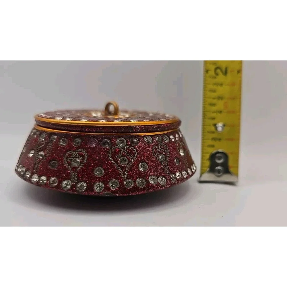 TRADITIONAL Bollywood‎ Style Rhinestone Enamel Wire Trinket Box India Design ~3